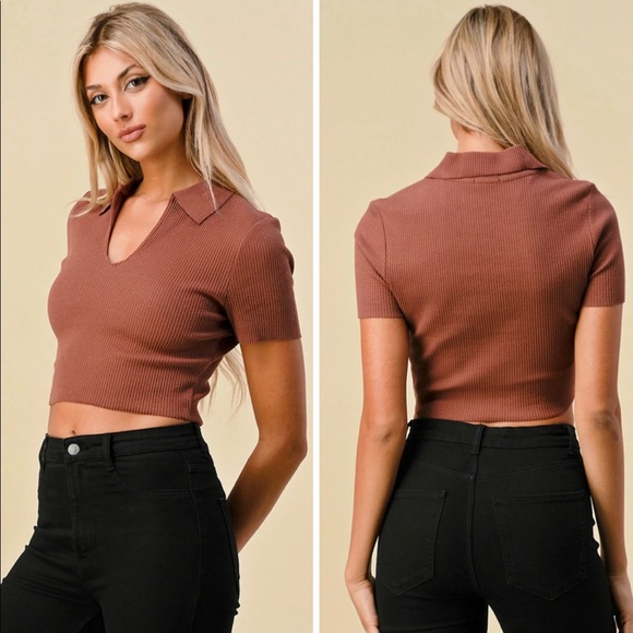 🆕Collared rib crop top - Picture 6 of 11